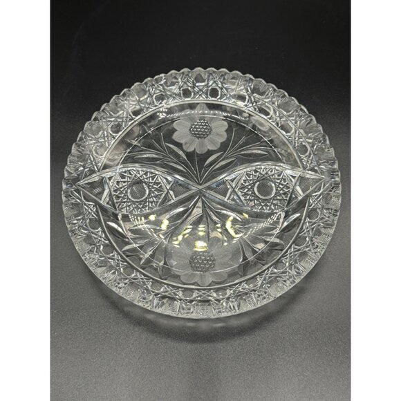 Vtg Crystal Clear Industries Pinwheel Star Hand Cut Lead Crystal Serving Bowl 7. - Picture 10 of 10